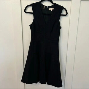 Rebecca Taylor Black Sleeveless V-Neck Dress Size 0 Concealed Zipper at Back